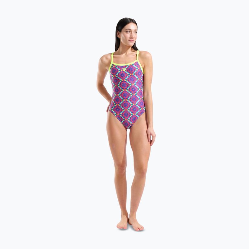 Ladies' one-piece swimsuit arena Floral Challange Back violet multi/artic lime 2