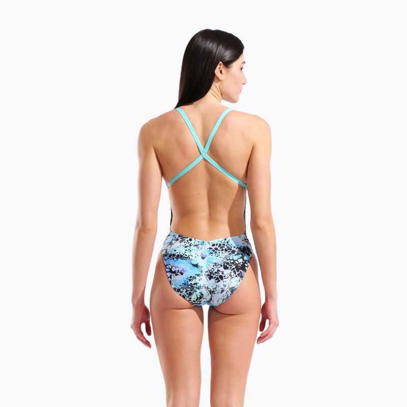 Ladies' one-piece swimsuit arena Earth View Xcriss Cross water multi/water 3