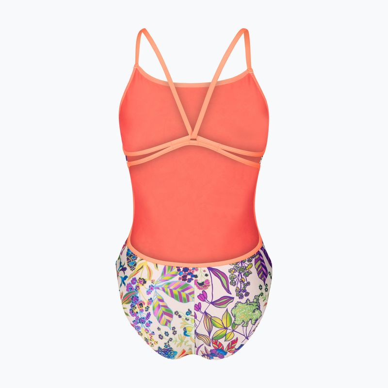 Ladies' one-piece swimsuit arena Painting Lace Back multi/bright coral 2
