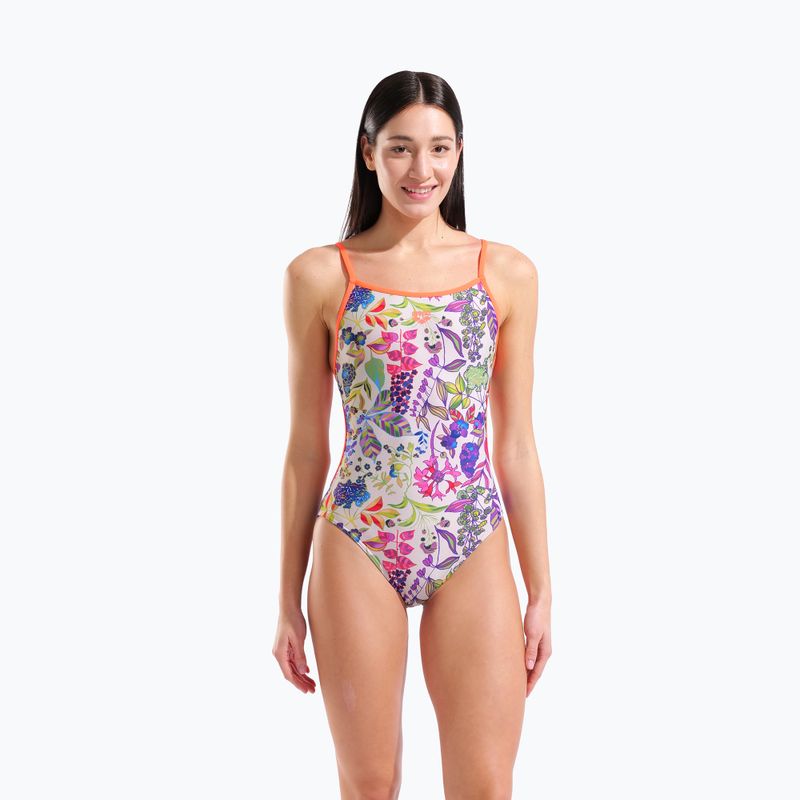 Ladies' one-piece swimsuit arena Painting Lace Back multi/bright coral 5