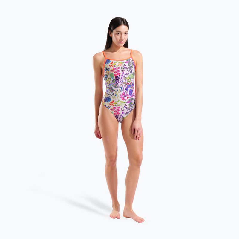 Ladies' one-piece swimsuit arena Painting Lace Back multi/bright coral 6