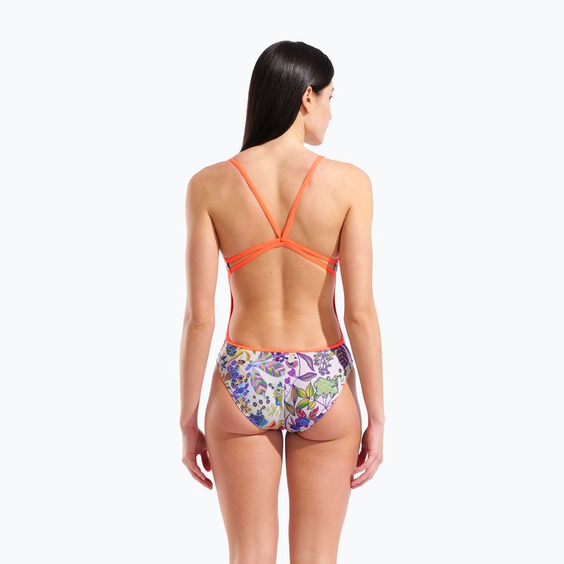Ladies' one-piece swimsuit arena Painting Lace Back multi/bright coral 7