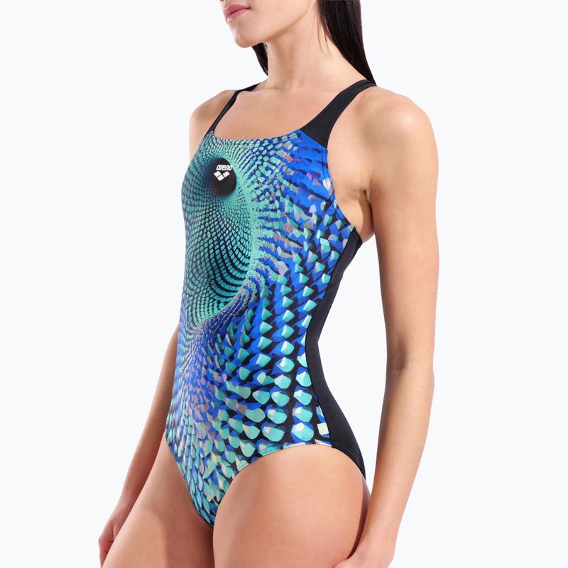 Ladies' one-piece swimsuit arena Peacock Swim Pro Back multi green/black 4
