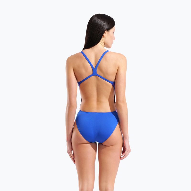 Ladies' one-piece swimsuit arena Earth Challange Back neon blue multi/neon blue/neon blue 3