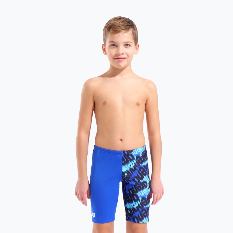 Kids' jammers arena Crowded Swim Jammer neon blue/neon blue multi 5