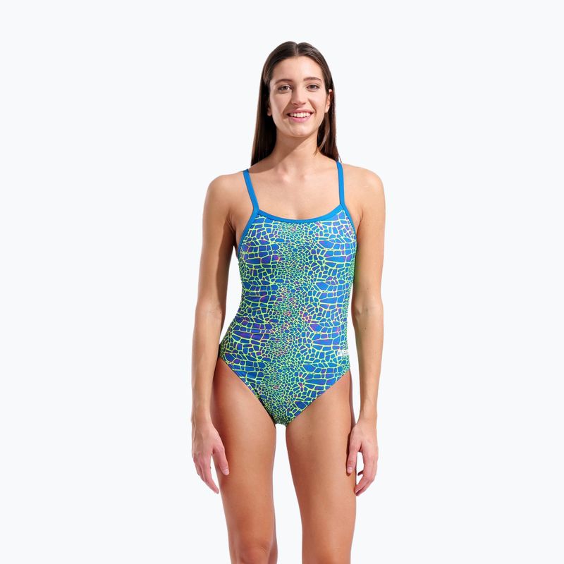 Ladies' one-piece swimsuit arena Snake Skin Challenge blue cosmo multi/blue cosmo 5