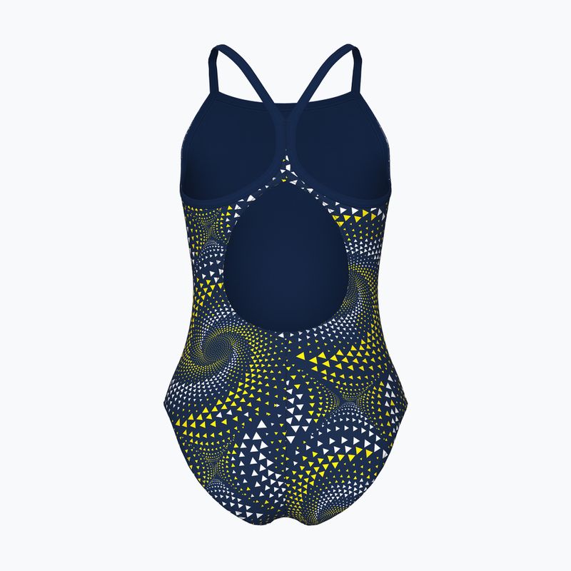 Children's one-piece swimsuit arena Fireflow Lightdrop Back navy/team navy yellow 2
