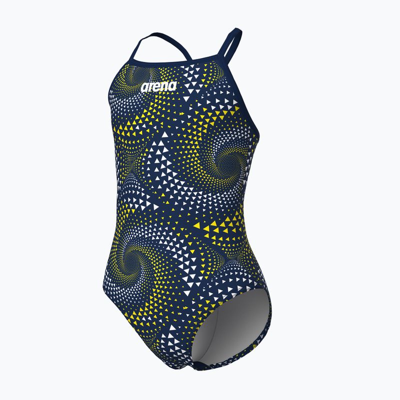 Children's one-piece swimsuit arena Fireflow Lightdrop Back navy/team navy yellow 3