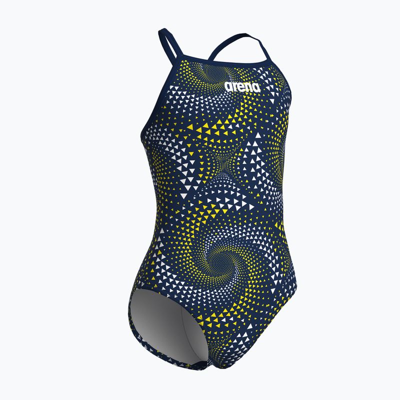 Children's one-piece swimsuit arena Fireflow Lightdrop Back navy/team navy yellow 4