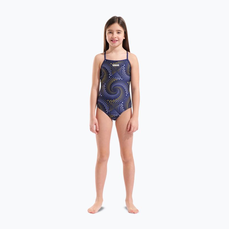 Children's one-piece swimsuit arena Fireflow Lightdrop Back navy/team navy yellow 6