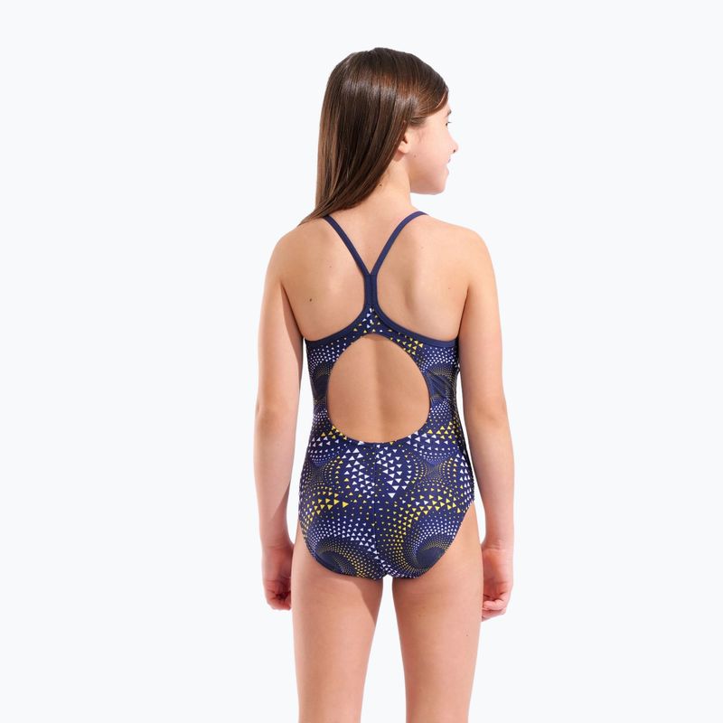 Children's one-piece swimsuit arena Fireflow Lightdrop Back navy/team navy yellow 7