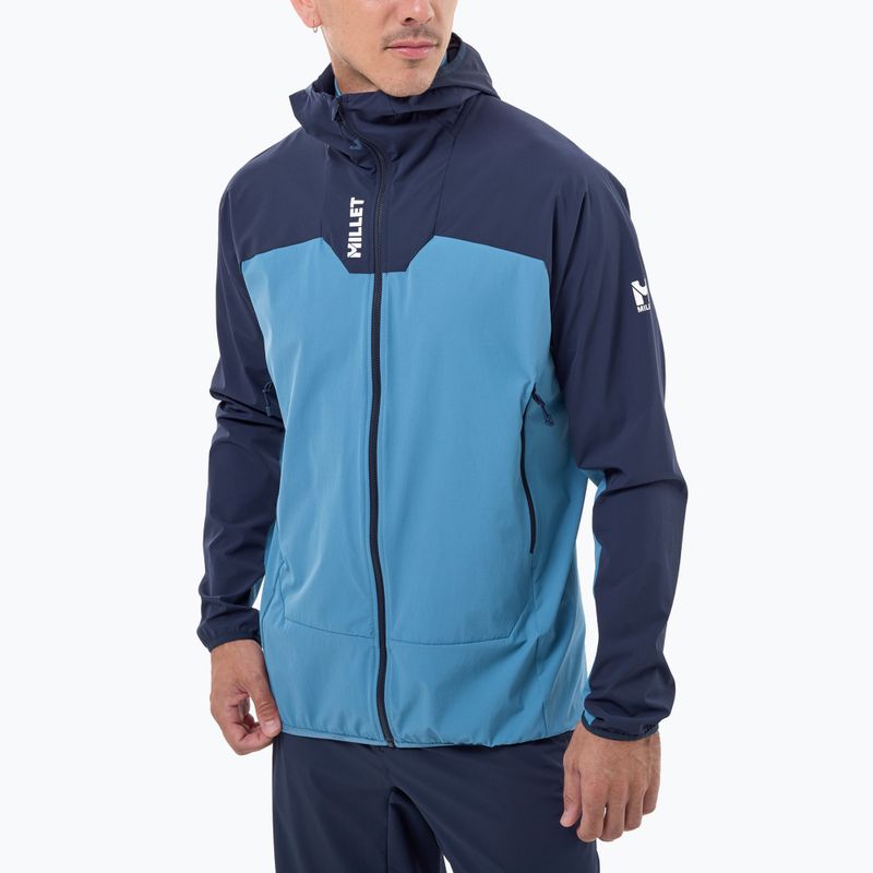 Men's softshell jacket Millet Kamet Xcs Light Hoodie coronet blue/saphir