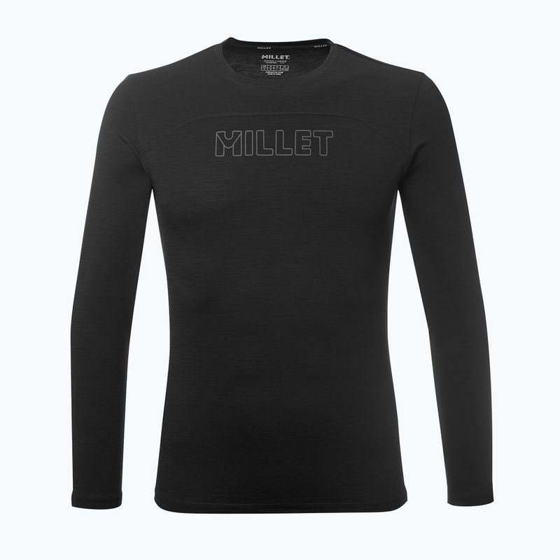 Men's long-sleeve trekking shirt Millet Ubic Wool LS Pullover black 3