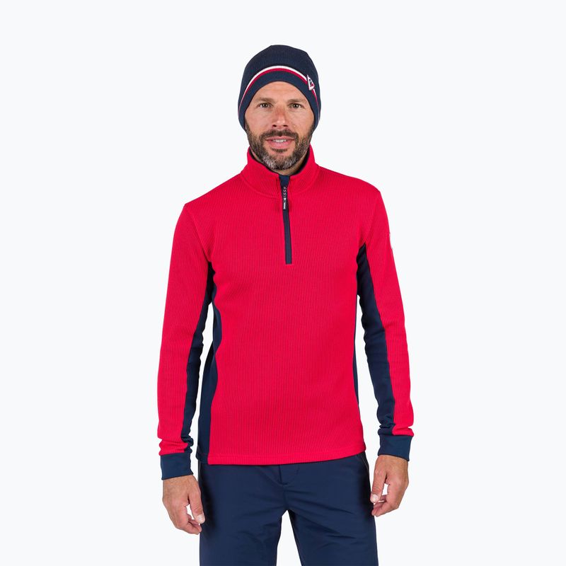 Men's Rossignol Cieloalto Fleece Half zip sports sweatshirt red