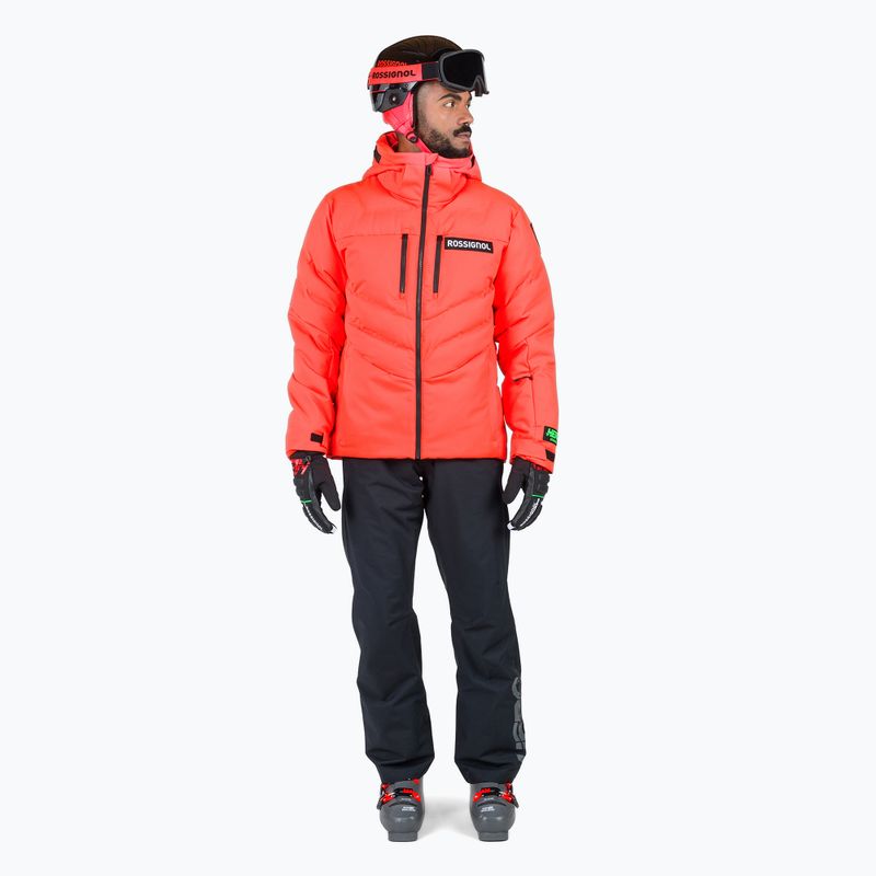 Men's Rossignol Hero Blackside Puffy ski jacket neon red 2