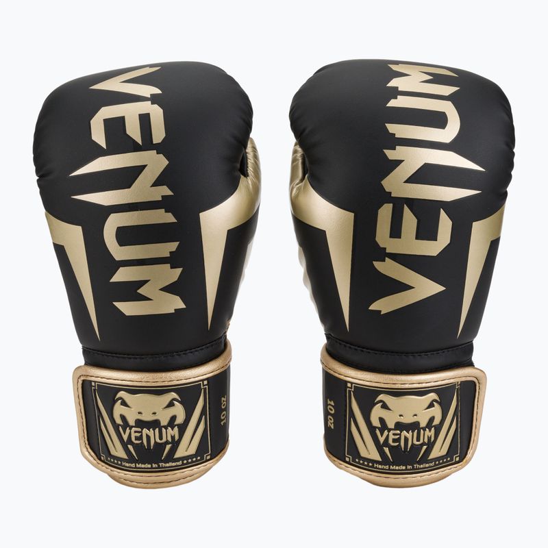 Venum Elite men's boxing gloves black and gold VENUM-1392