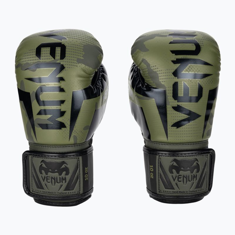 Venum Elite khaki camo boxing gloves