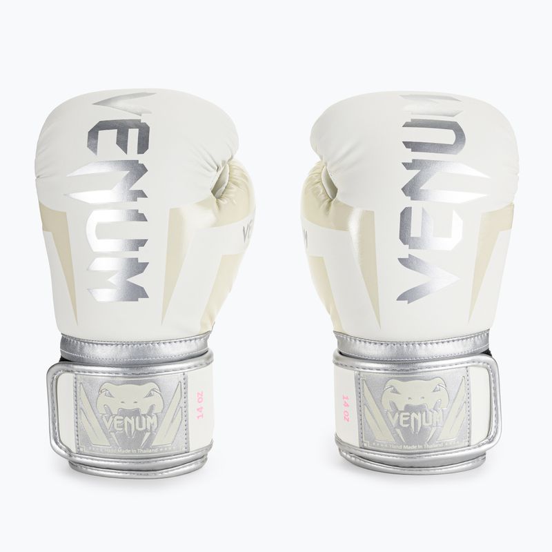 Venum Elite men's boxing gloves white and silver 1392-574