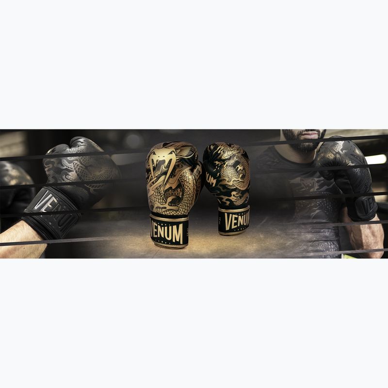 Venum Dragon's Flight black and gold boxing gloves 03169-137 6