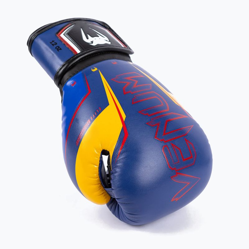 Venum Elite Evo blue/yellow men's boxing gloves 4