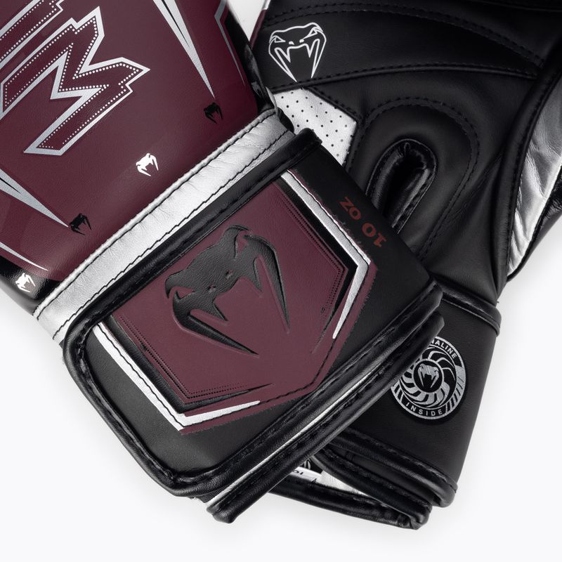 Venum Elite Evo burgundy/silver boxing gloves 4