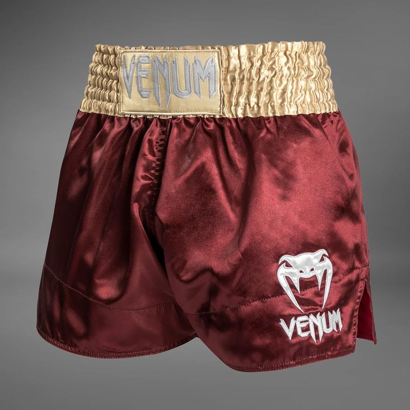 Menʼs training shorts Venum Classic Muay Thai burgundy/gold/white 3