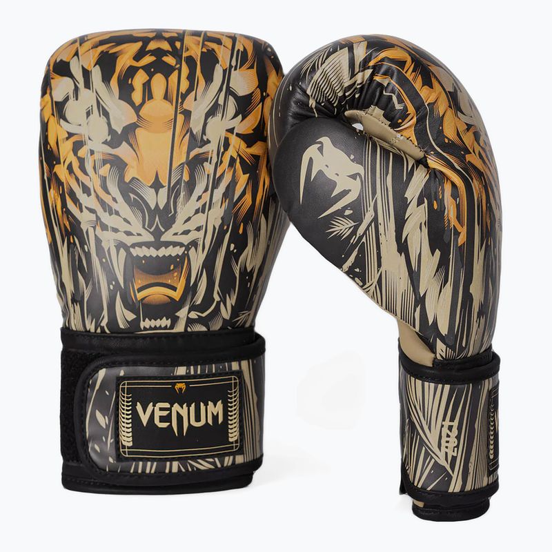 Venum Tiger Boxing Gloves black/neon orange 2