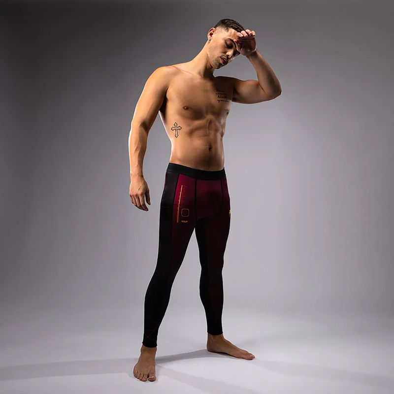 Men's training leggings Venum Tactical XT Spats black/burgundy/gold 2