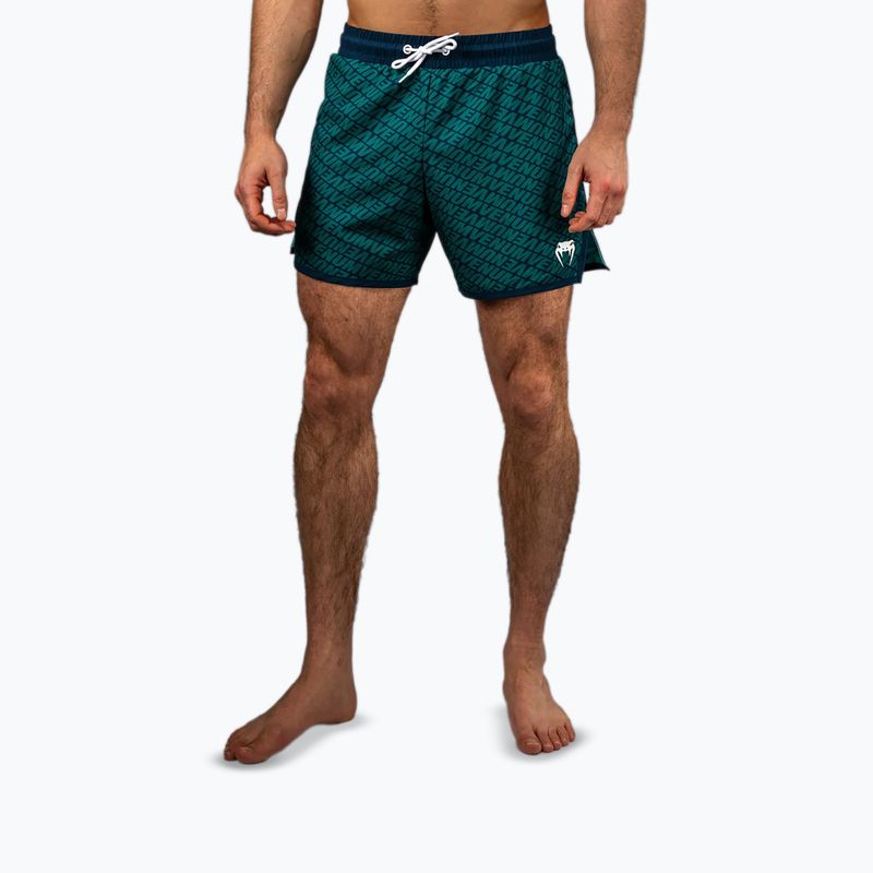 Men's training shorts Venum Echo Board deep ocean blue/emerald green