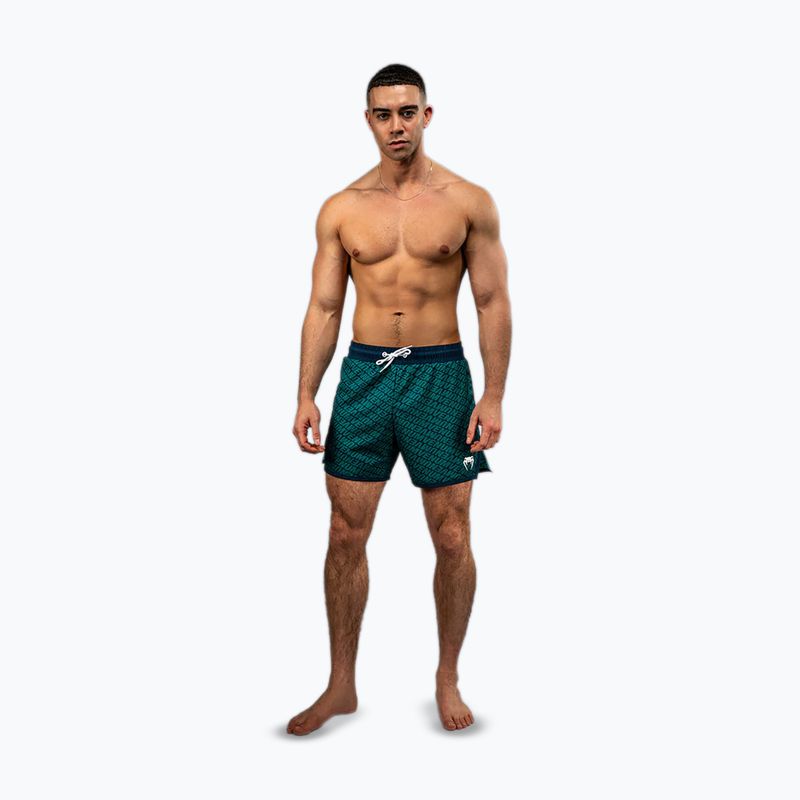 Men's training shorts Venum Echo Board deep ocean blue/emerald green 2