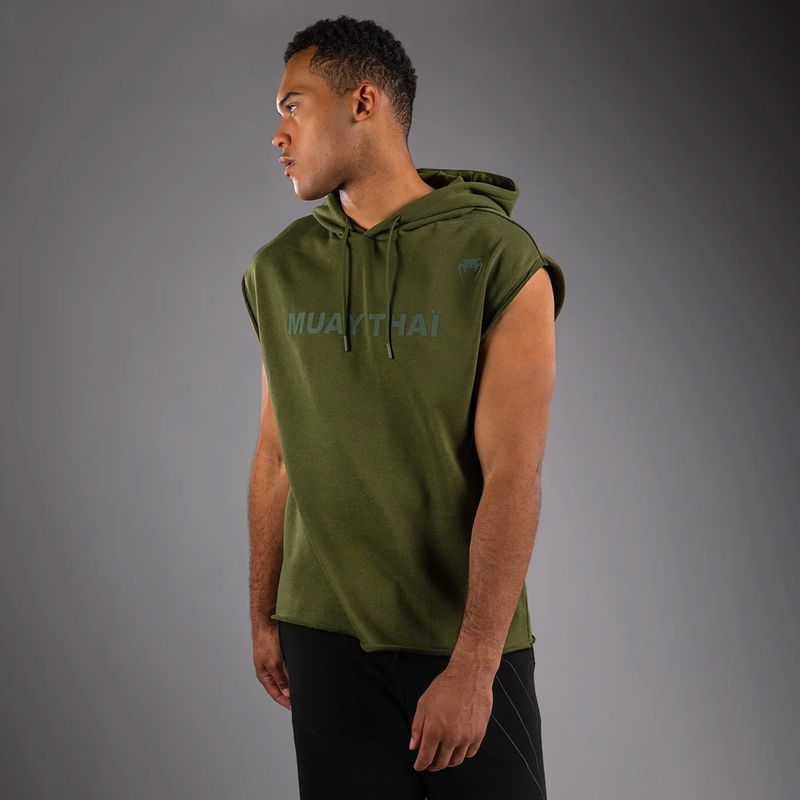 Men's sweatshirt Venum Muay Thai VT Sleeveless Hoodie military green 3