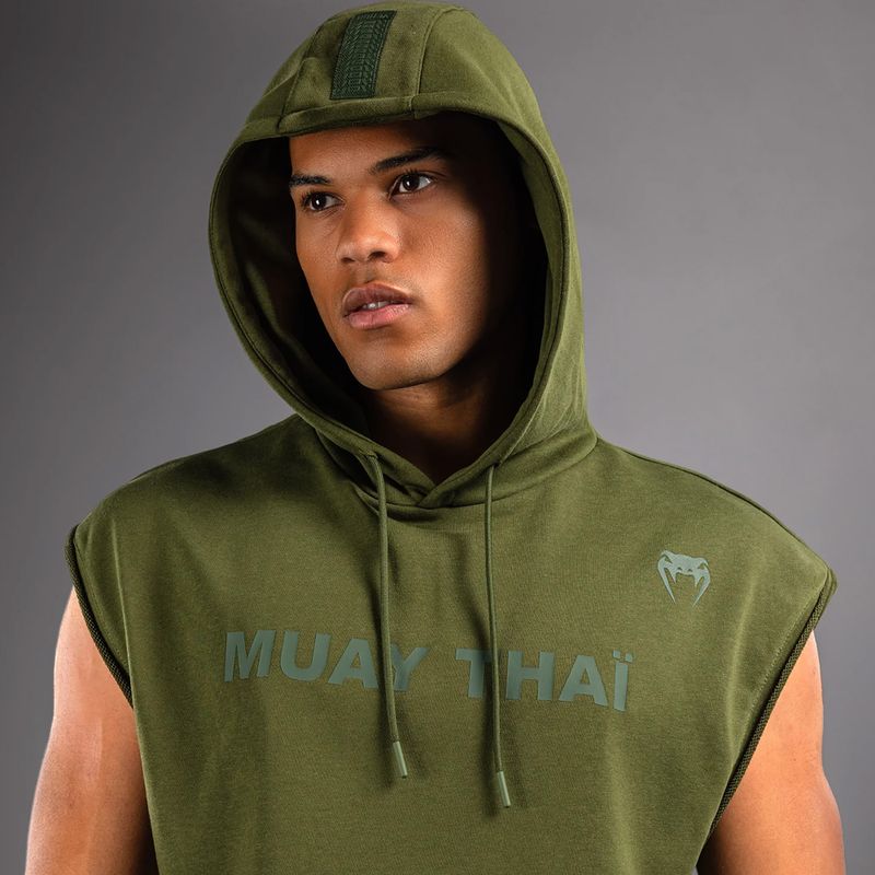 Men's sweatshirt Venum Muay Thai VT Sleeveless Hoodie military green 4