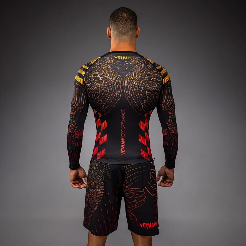 Men's longsleeve rashguard Venum Quetzal Fury Rashguard black/fury red/tangerine 3