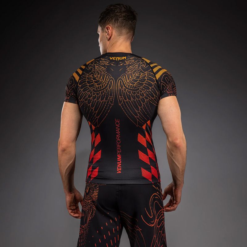 Men's rashguard Venum Quetzal Fury Rashguard black/fury red/tangerine 2