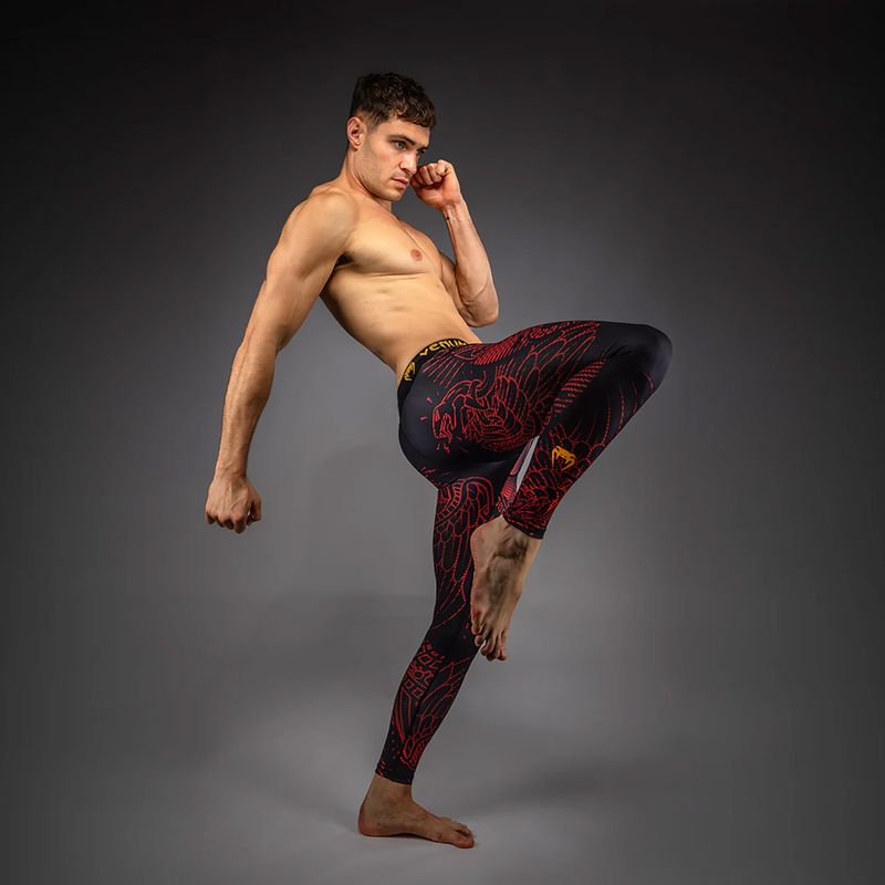 Men's training leggings Venum Quetzal Fury black/fury red/tangerine 6