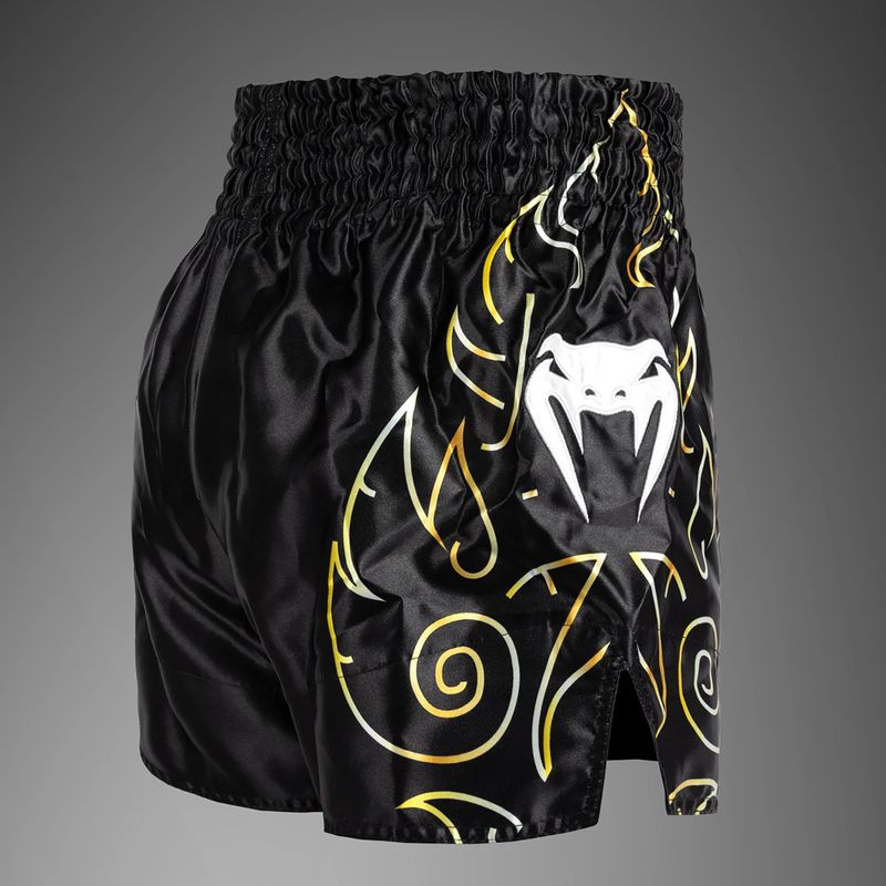Men's training shorts Venum VTC Flames Muay Thai black/gold 4