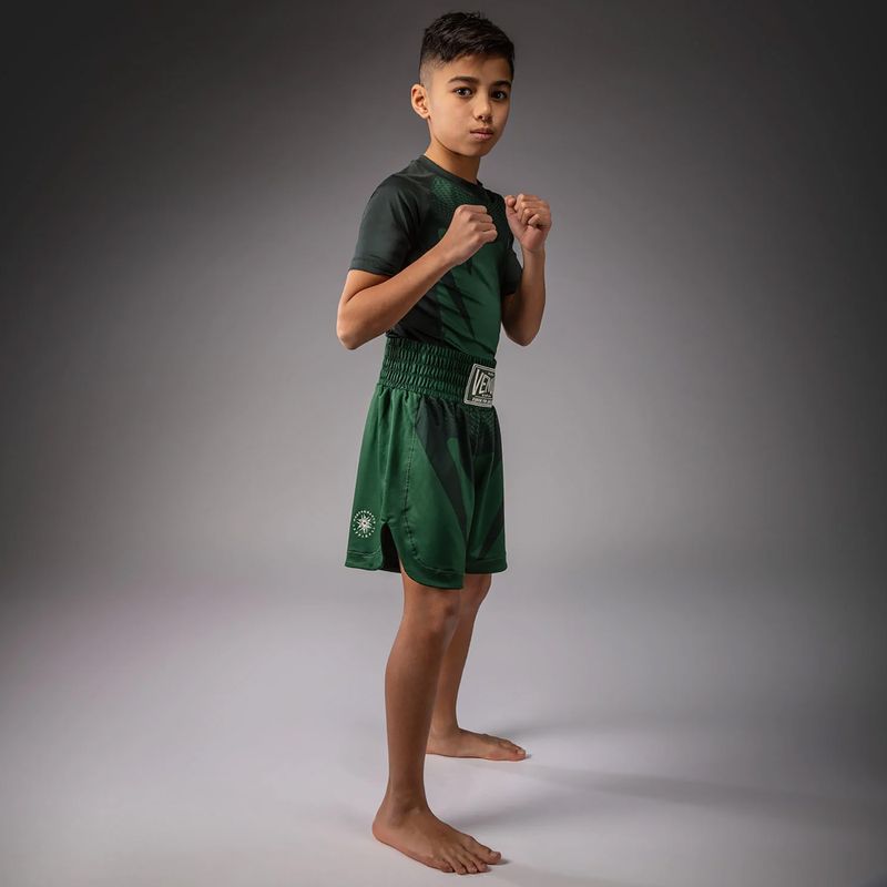 Children's training shorts Venum Attack Kids Boxing forest green/off white 2