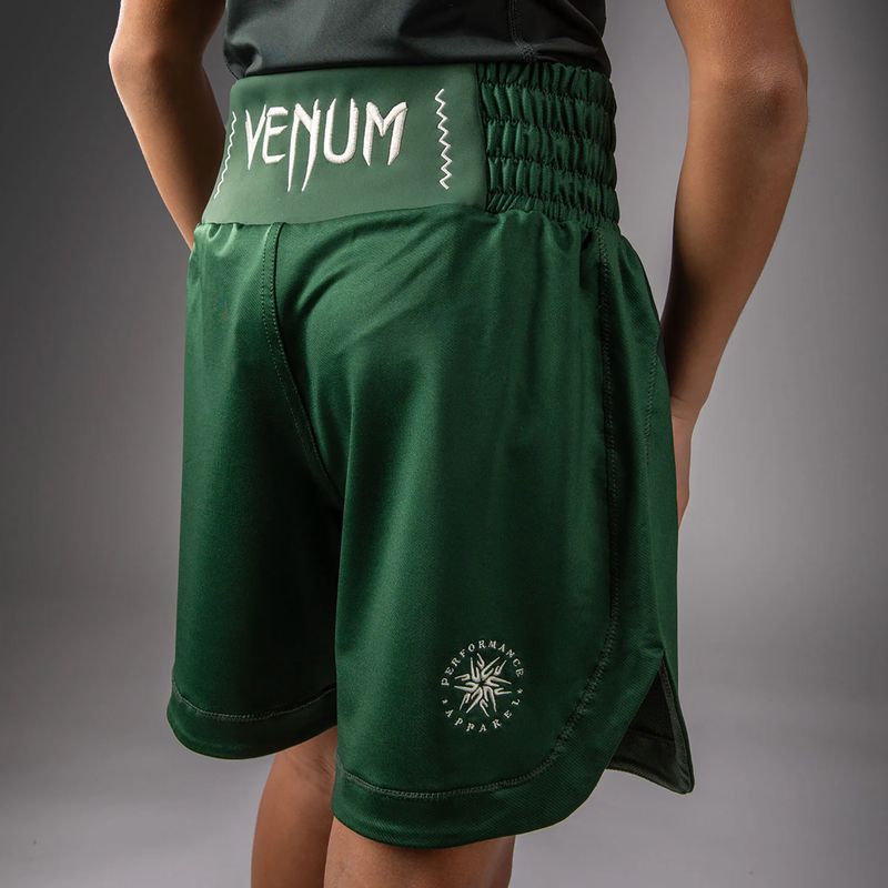 Children's training shorts Venum Attack Kids Boxing forest green/off white 7
