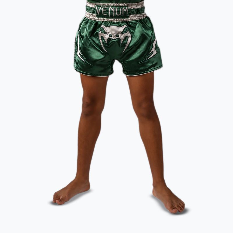 Children's training shorts Venum Inferno Muay Thai forest green/off white