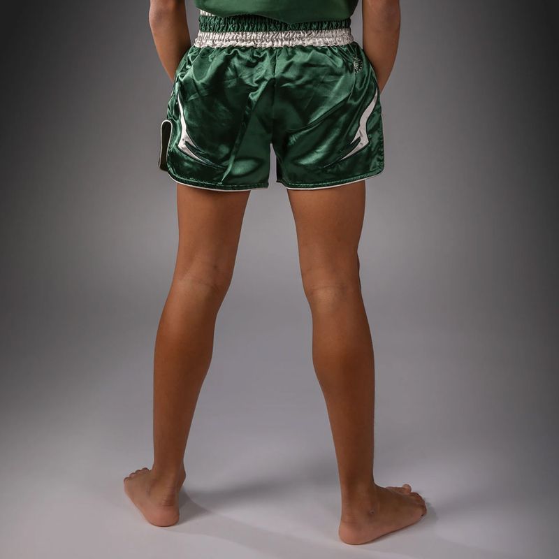 Children's training shorts Venum Inferno Muay Thai forest green/off white 3