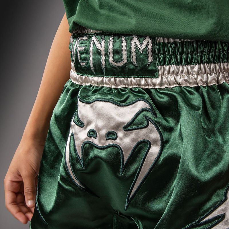 Children's training shorts Venum Inferno Muay Thai forest green/off white 6