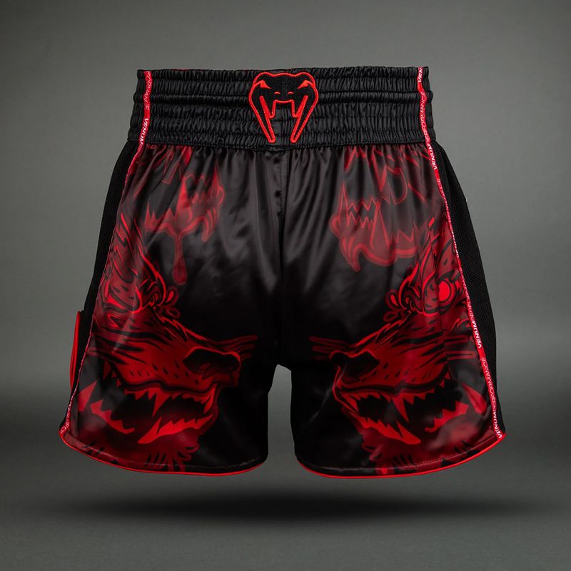 Men's training shorts Venum Wolf Atak Muay Thai Shorts black/red 2