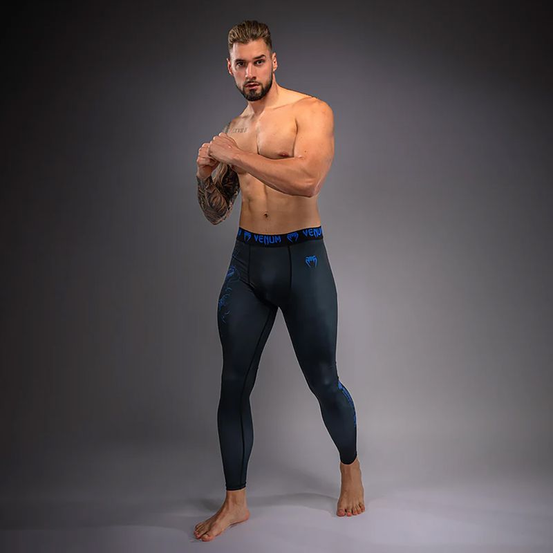 Men's training leggings Venum Thunder Dragon Spats Black/Royal Blue 2