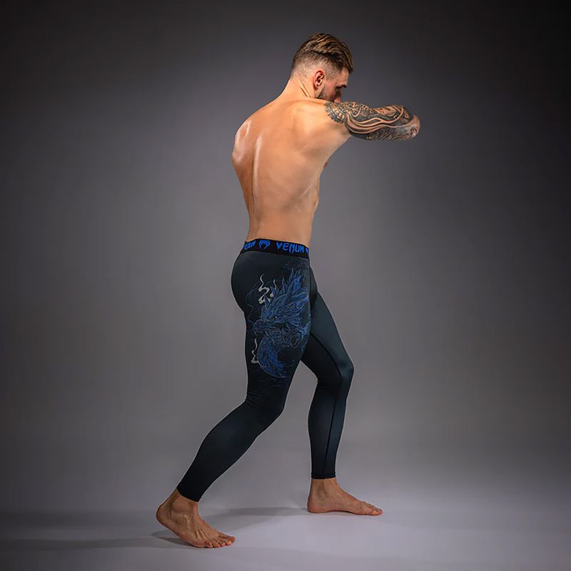 Men's training leggings Venum Thunder Dragon Spats Black/Royal Blue 4