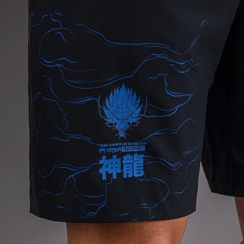 Men's training shorts Venum Thunder Dragon Training Black/Royal Blue 7