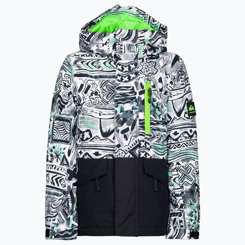 Quiksilver Mission Printed Block children's snowboard jacket black-white EQBTJ03147