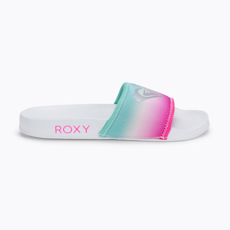 Children's flip-flops ROXY Slippy Neo G 2021 white/crazy pink/turquoise 2
