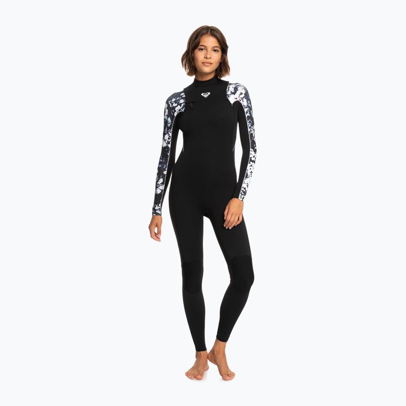 Women's wetsuit ROXY 3/2 Elite XT ST Printed FZ GBS 2021 true black/black flowers 2