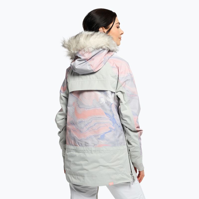 Women's snowboard jacket ROXY Chloe Kim Overhead 2021 gray violet marble 4