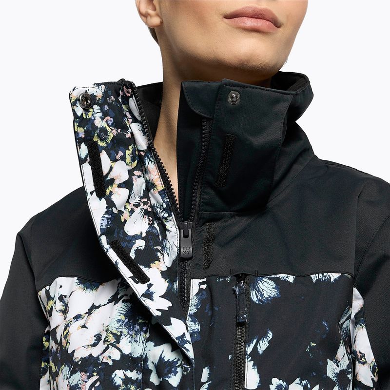 Women's snowboard jacket ROXY Jetty Block 2021 true black black flowers 11